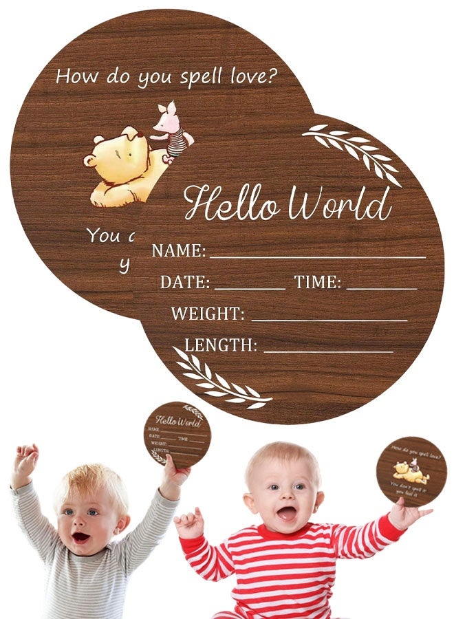 2 PCS Baby Announcement Sign, Hello World Newborn Signs, Baby Name Sign, Birth Announcement Signs For Photo Prop, Nursery Decor - Image 1